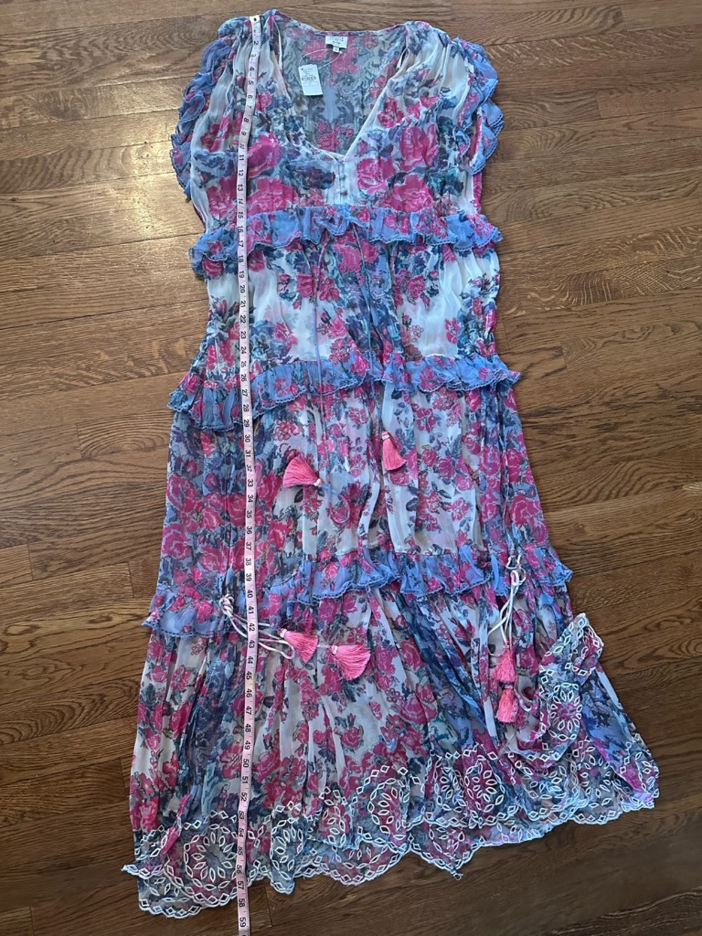NWT Hemant and Nandita Tiered Maxi Ruffle Chiffon Maxi Dress size small video - Picture 12 of 16
